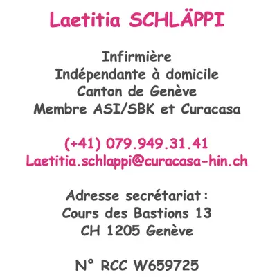 Photo de Laetitia Schlappi - Infirmière à domicile Canton de Genève
